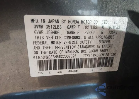 2012 Honda Fit Sport z USA, uszkodzony, nr VIN JHMGE8H56CC007325